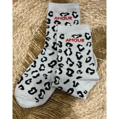 CHAUSSETTES LÉOPARD - GRIS