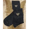 CHAUSSETTES PETITS COEURS LÉOPARD - NOIR